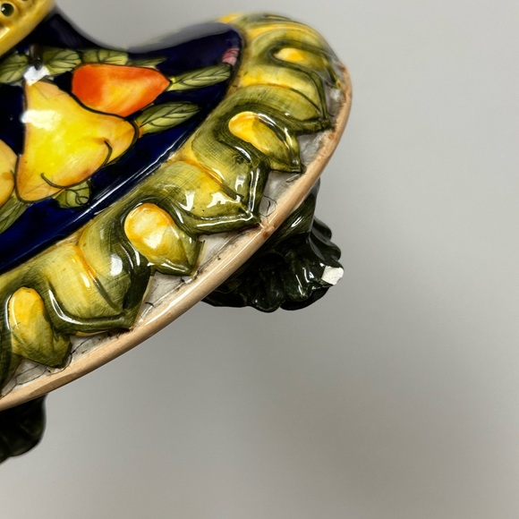 Vintage Hand painted Ceramic Candleholder with Fruits Motif - Picture 8 of 16